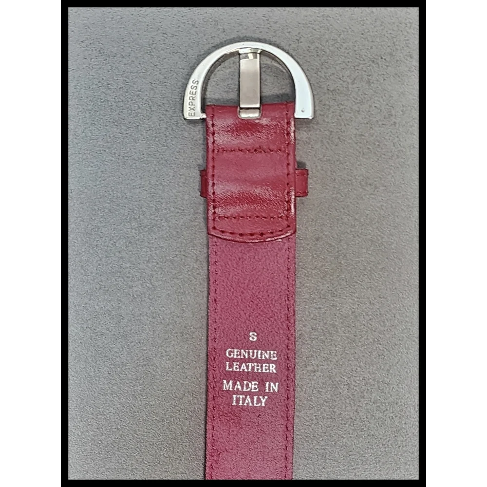 Express Genuine Leather Belt Made In Italy Metal D Buckle Rasberry Red Small